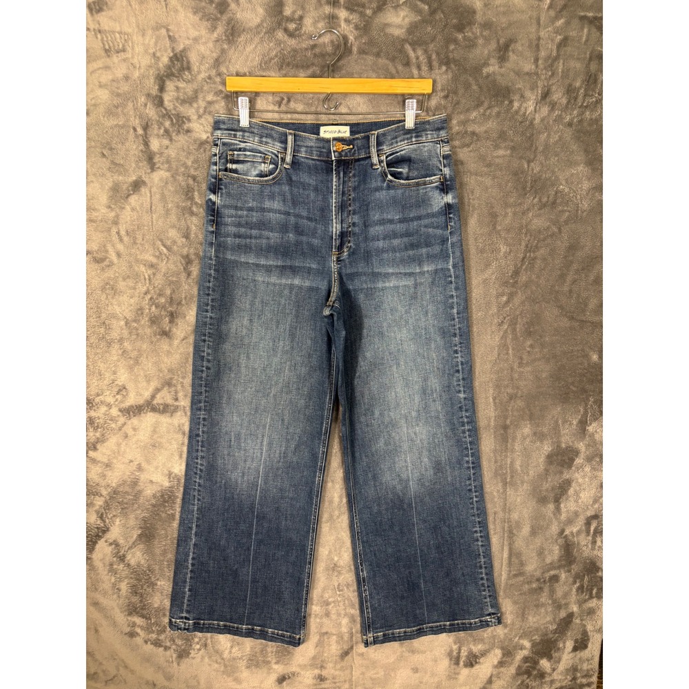 Studio Blue Womens High Rise Wide Leg Jeans Medium Wash Denim Sz 30